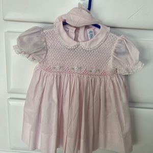 Feltman Bros pink smocked dress & bloomers